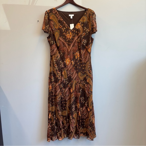 NWT Charter Club Y2K Dress Silk Paisley MIDI 24W - Picture 1 of 12